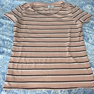 small divided pink black and white t shirt